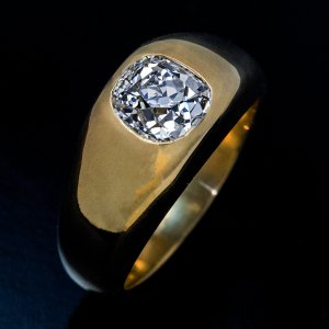 1.55 ct old cushion cut gypsy ring