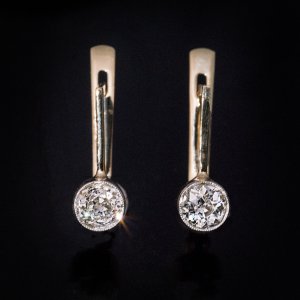 Solitaire old mine cut diamond earrings