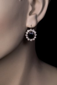Vintage sapphire and diamond cluster earrings