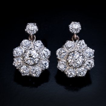 Antique diamond cluster earrings