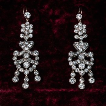 Antique diamond dangle earrings - Belle Epoque jewelry