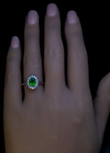 Demantoid garnet ring