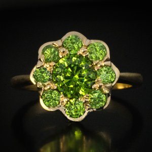 Demantoid cluster ring