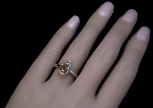 Pear shape fancy diamond engagement ring