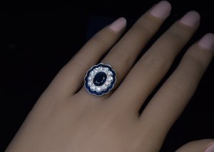 Vintage sapphire and diamond engagement ring