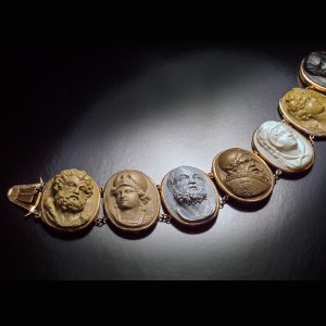 Antique 19th century lava cameo bracelet