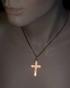 Antique gold cross necklace