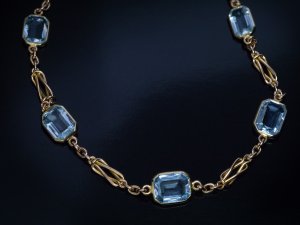 Antique Russian aquamarine and gold necklace