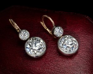 3 ct old mine cut diamond earrings