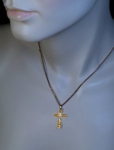 Antique gold cross necklace