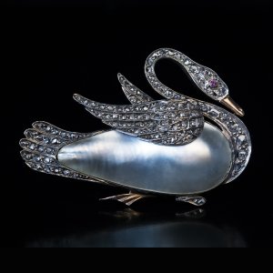 Antique swan brooch