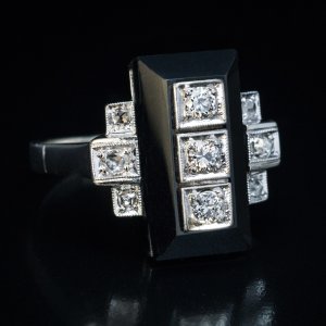 Art Deco onyx and diamond ring