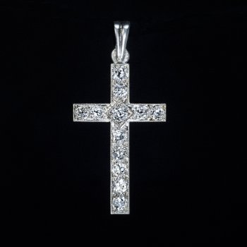Art Deco diamond cross pendant