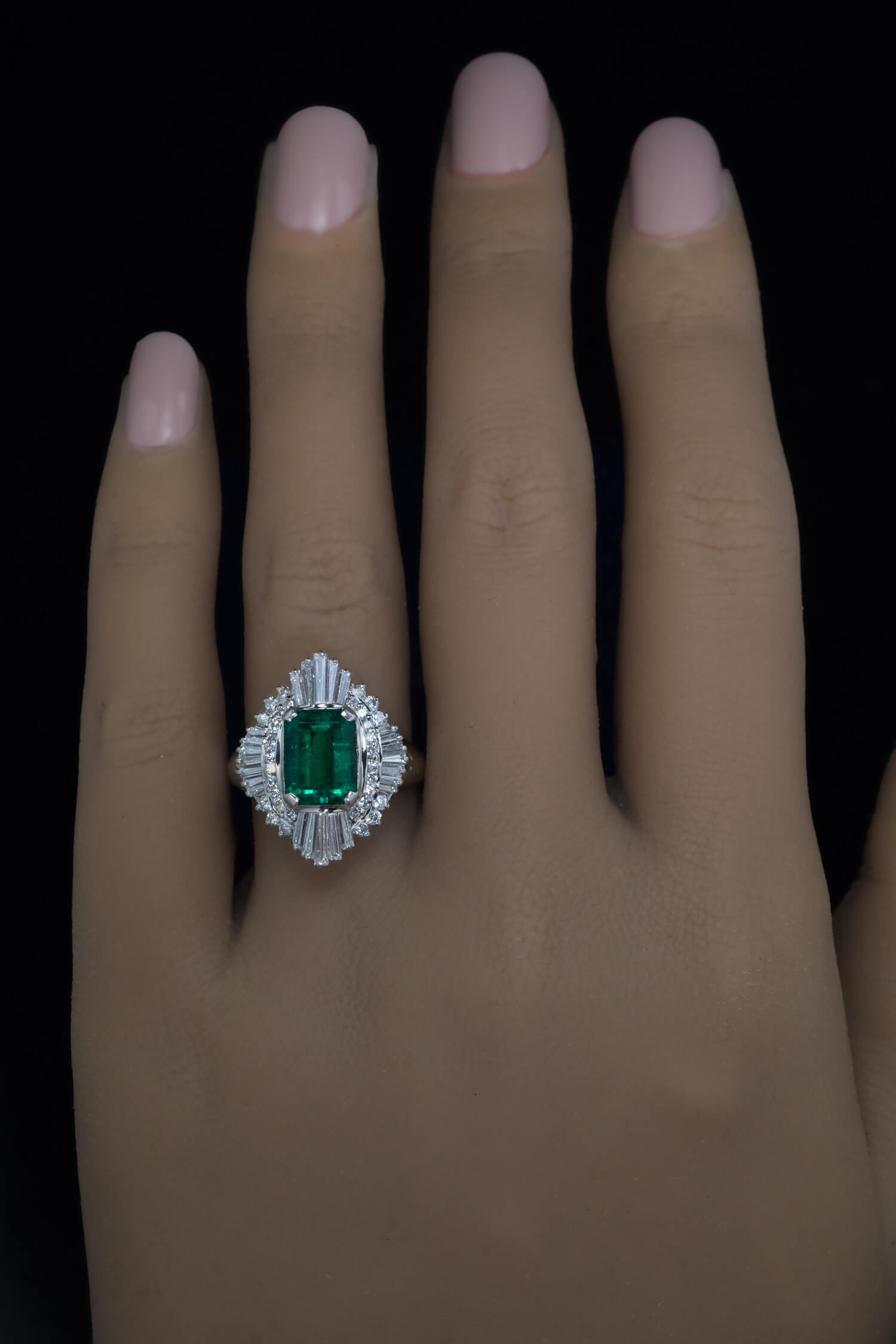 Vintage 2 Ct Colombian Emerald Diamond Engagement Ring Ref: 782560 ...