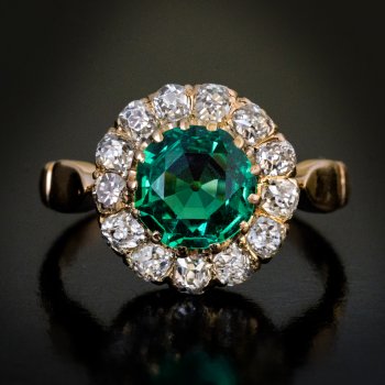 Colombian emerald engagement ring