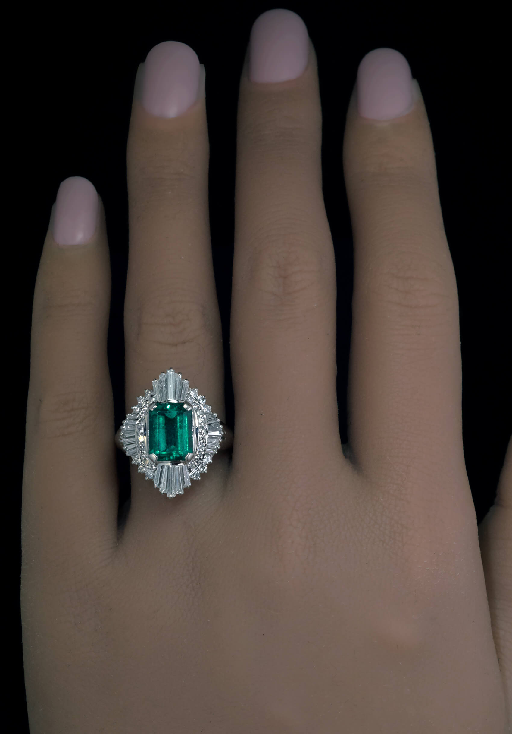 Vintage 2 Ct Colombian Emerald Diamond Engagement Ring Ref: 782560 ...