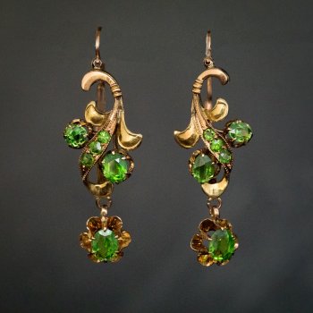 Art Nouveau antique Russian demantoid earrings