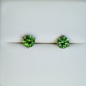 Demantoid earrings - Russian 2.10 ct demantoid studs