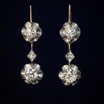 Old mine cut diamond earrings