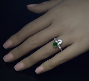 Demantoid Diamond Engagement Ring