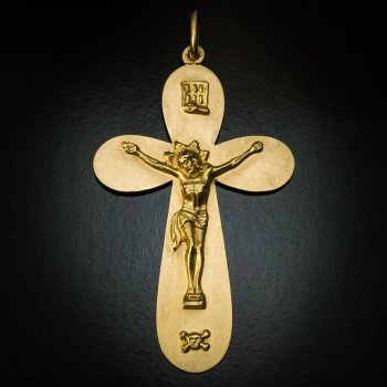 Antique Russian gold cross pendant 1860s