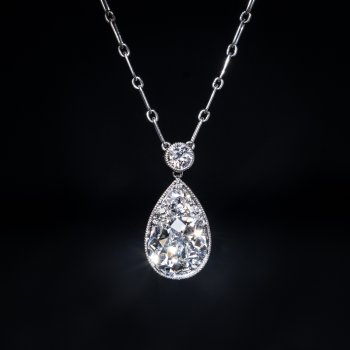 Antique French old mine cut diamond necklace