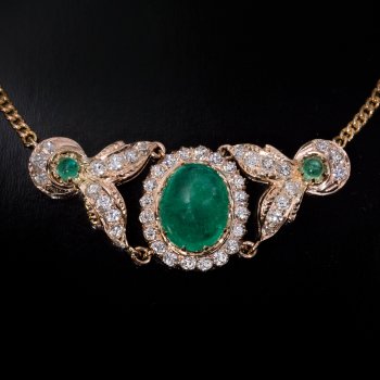 Antique Colombian emerald and diamond necklace