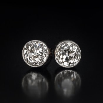 Old mine cut diamond stud earrings