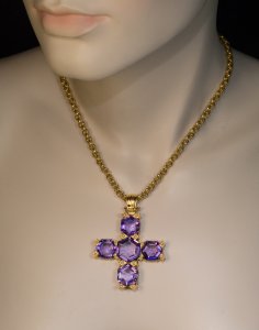 Antique amethyst cross necklace