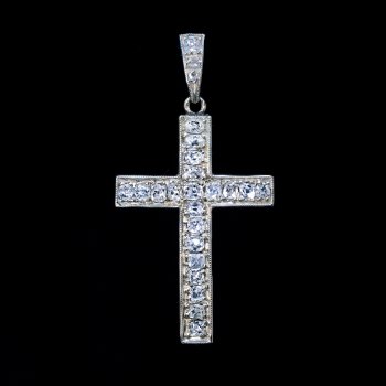 antique old mine cut diamond cross pendant