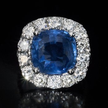 9.33 ct natural unheated sapphire and diamond ring