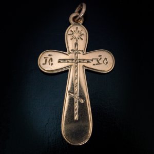 Antique Russian gold cross pendant