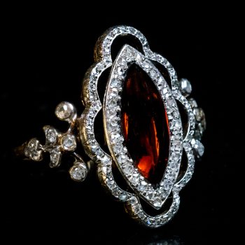 Antique Victorian garnet and diamond ring