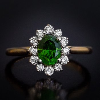 Russian demantoid and diamond ring