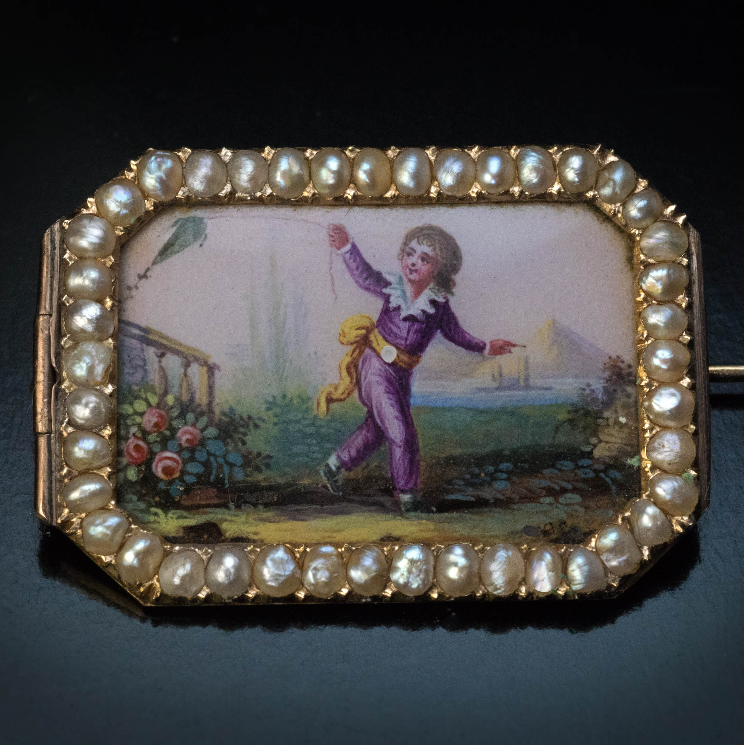 rare-18th-century-painted-enamel-gold-brooch-ref-778425-antique