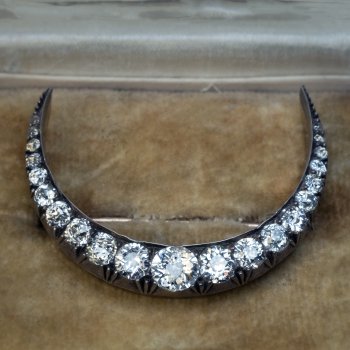 Antique Victorian diamond crescent brooch