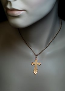 Russian gold cross necklace