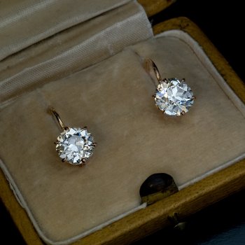 3.05 ct old European cut diamond earrings