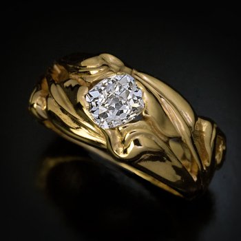 Art Nouveau old cut diamond and gold ring