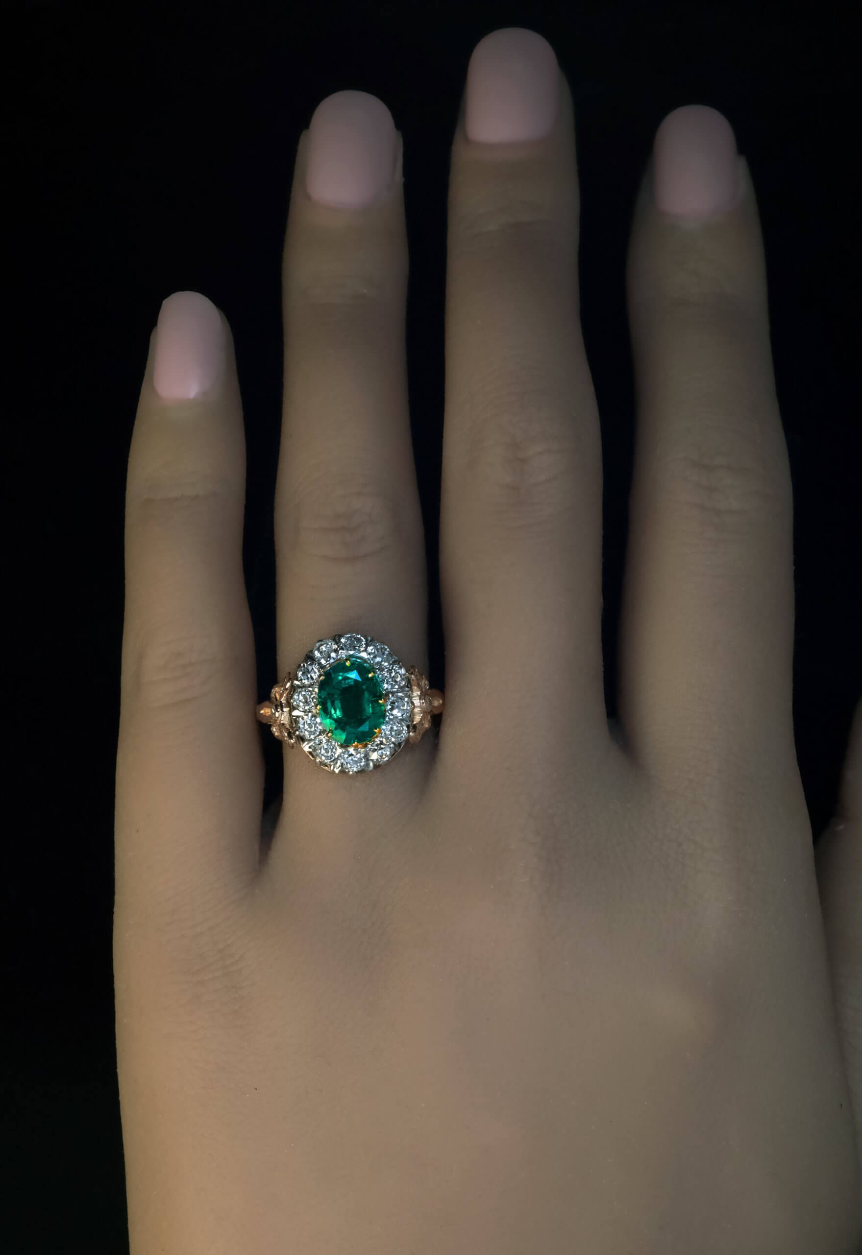 Colombian Emerald Diamond Antique Engagement Ring Ref: 762554 - Antique ...