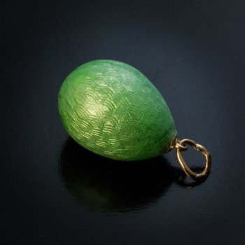 Antique Russian guilloche enamel egg pendant