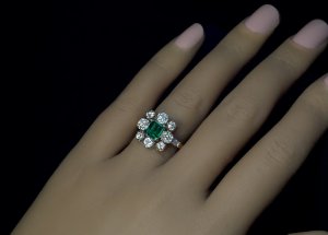 Old mine Emerald and diamond ring