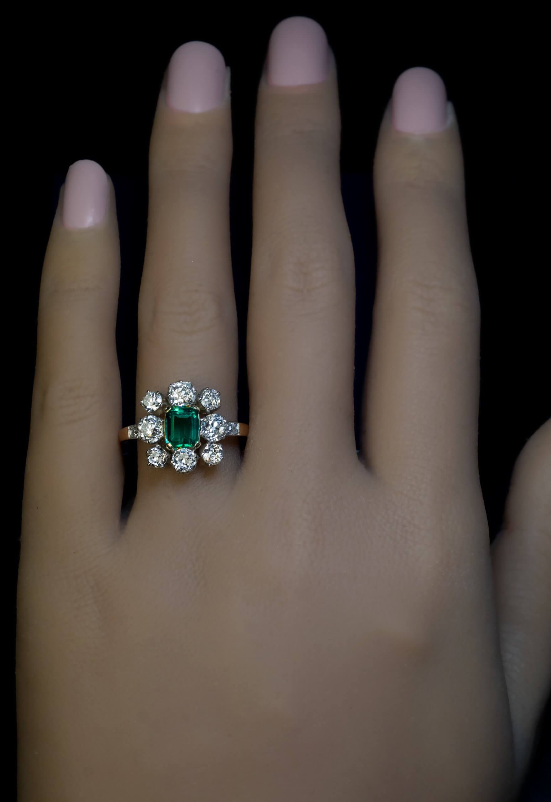 Emerald Diamond Antique Engagement Ring Ref: 697428 - Antique Jewelry ...