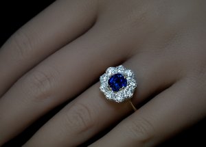Antique unheated sapphire diamond engagement ring for sale