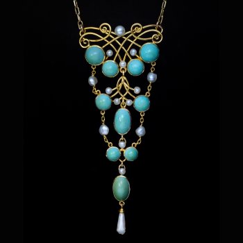 Art Nouveau jewelry - antique turquoise necklace