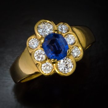 Italian sapphire and diamond engagement ring