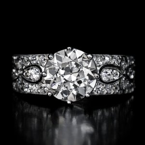 2.48 ct Old European cut diamond engagement ring