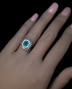 Emerald diamond engagement ring