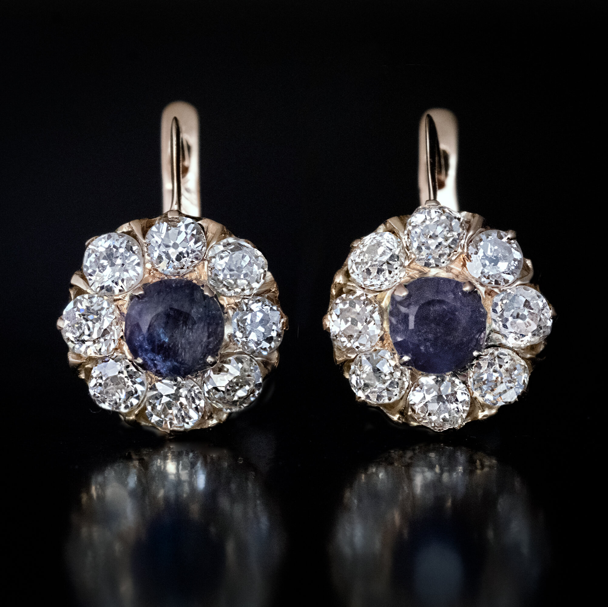 Rare Belle Epoque 2.90 Ct Diamond Black Onyx Platinum Earrings |  Hawkantiques