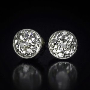 Old mine cut diamond stud earrings
